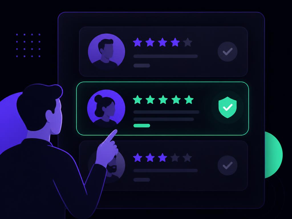 Ilustración de una persona eligiendo el mejor perfil verificado